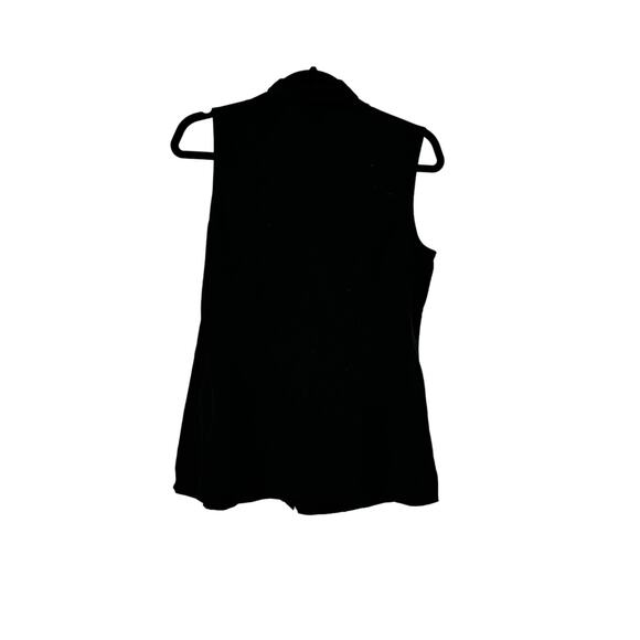 Cabi Top Womens Small Sleeveless Fringe Scarf Blouse Black Button Front #3430 - Picture 3 of 5